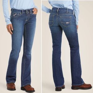 Ariat NWT Flame Resistant Boot Cut Jeans 29 8 Work mid rise stretch blue denim